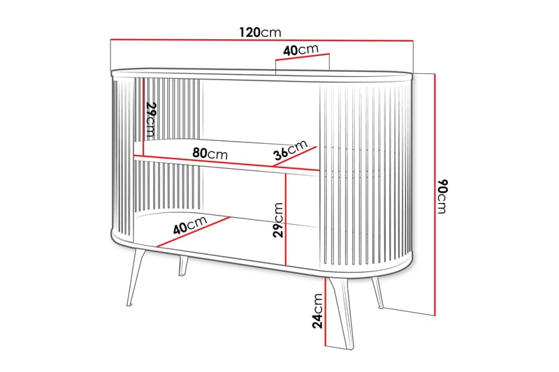 Galia Skænk 120x40 cm - Rosa/Sort - Opbevaring - Opbevaringsmøbler - Skænke & sideboards
