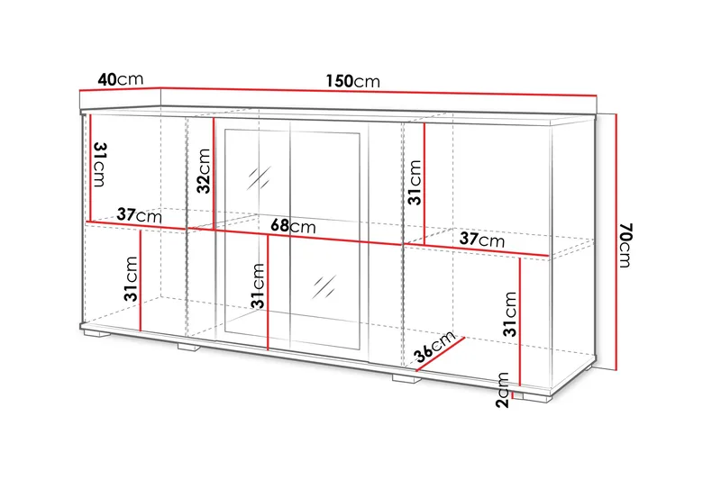 Gammel Skænk 150x40 cm - Brun - Opbevaring - Opbevaringsmøbler - Skænke & sideboards