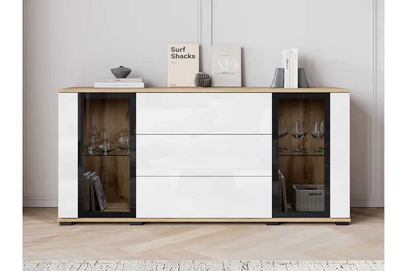 Gammel Skænk 150x40 cm - Brun/Hvid - Opbevaring - Opbevaringsmøbler - Skænke & sideboards