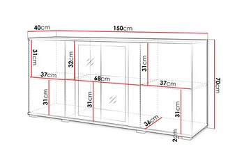 Gammel Skænk 150x40 cm - Sort/Brun - Opbevaring - Opbevaringsmøbler - Skænke & sideboards