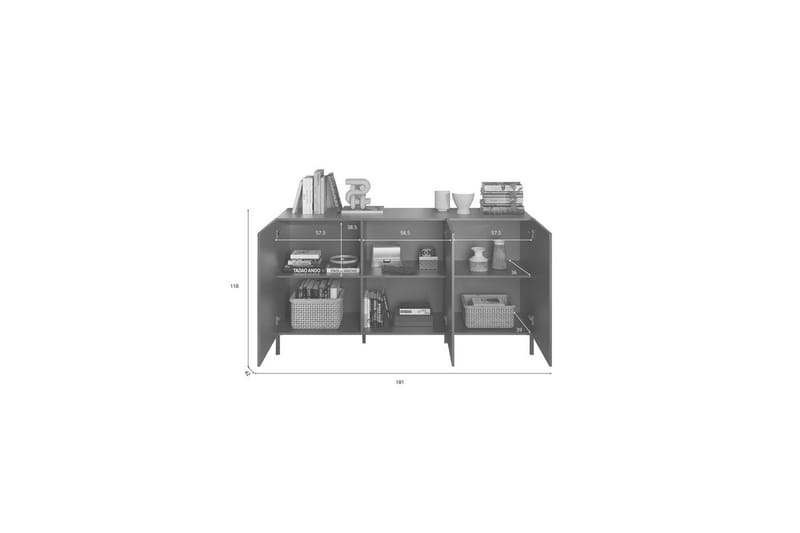 Hawell Skænk 181 cm - Mørkegrå - Opbevaring - Opbevaringsmøbler - Skænke & sideboards