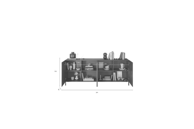 Hawell Skænk 241 cm - Grå - Opbevaring - Opbevaringsmøbler - Skænke & sideboards