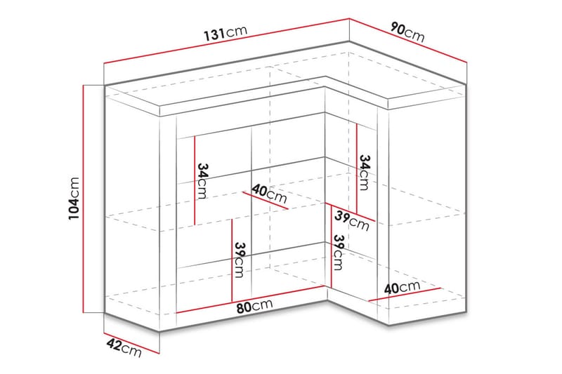 Indianapolis skænk 131x42x104 cm - Brun - Opbevaring - Opbevaringsmøbler - Skænke & sideboards