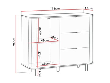Joriel Skænk 111 cm - Hvid|sort - Opbevaring - Opbevaringsmøbler - Kommode