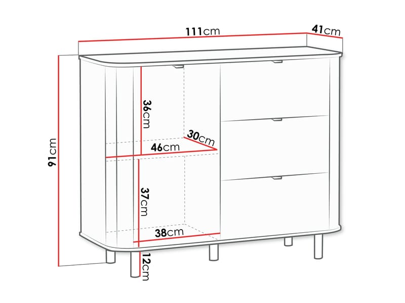 Joriel Skænk 111 cm - Hvid|sort - Opbevaring - Opbevaringsmøbler - Kommode