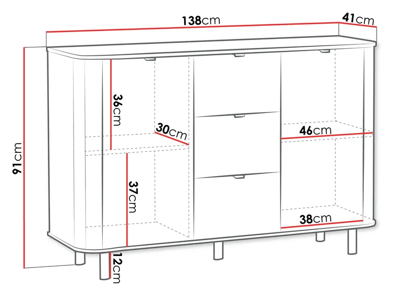 Joriel Skænk 138 cm - Beige - Opbevaring - Opbevaringsmøbler - Skænke & sideboards
