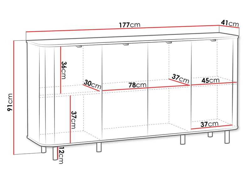 Joriel Skænk 177 cm - Beige|sort - Opbevaring - Opbevaringsmøbler - Skænke & sideboards