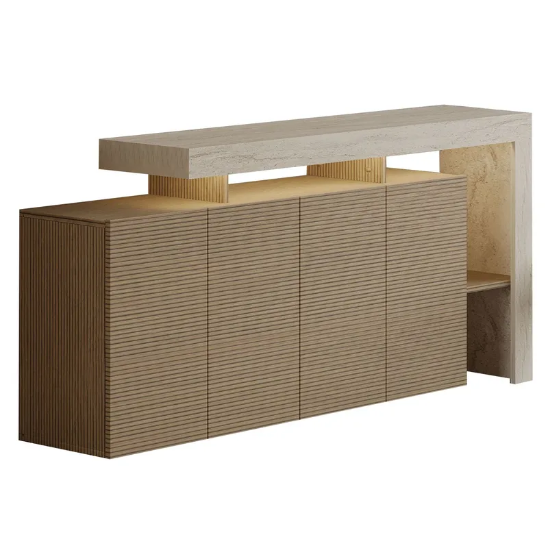 Jurukovo Konsol 170x80x35 cm, Travertin og varm eg