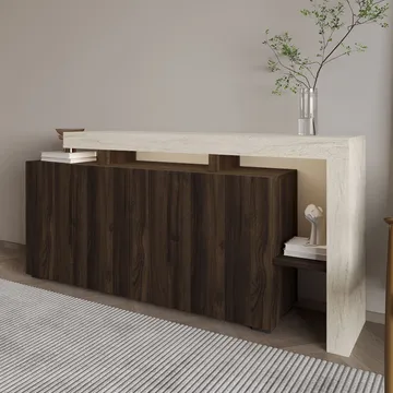 Jurukovo Konsol 170x80x35 cm - Travertine og Walnut - Opbevaring - Opbevaringsmøbler - Skænke & sideboards