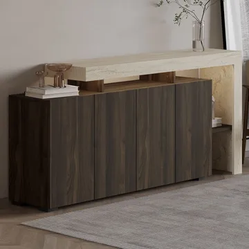 Jurukovo Konsol 170x80x35 cm - Travertine og Walnut - Opbevaring - Opbevaringsmøbler - Skænke & sideboards