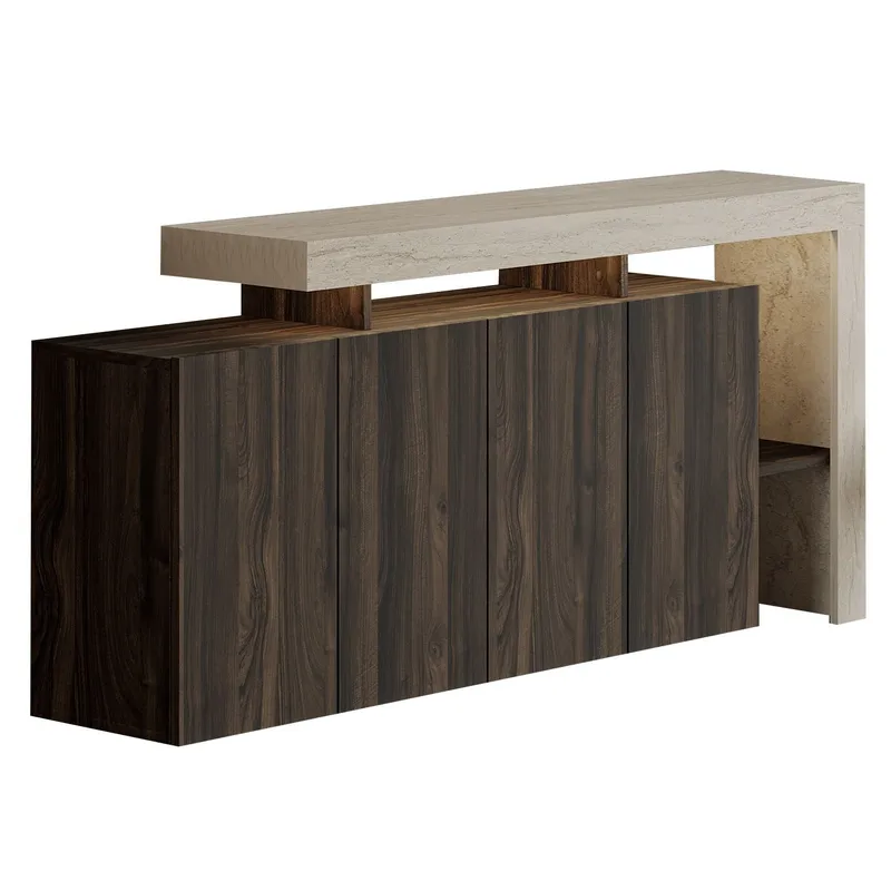 Jurukovo Konsol 170x80x35 cm, Travertine og Walnut