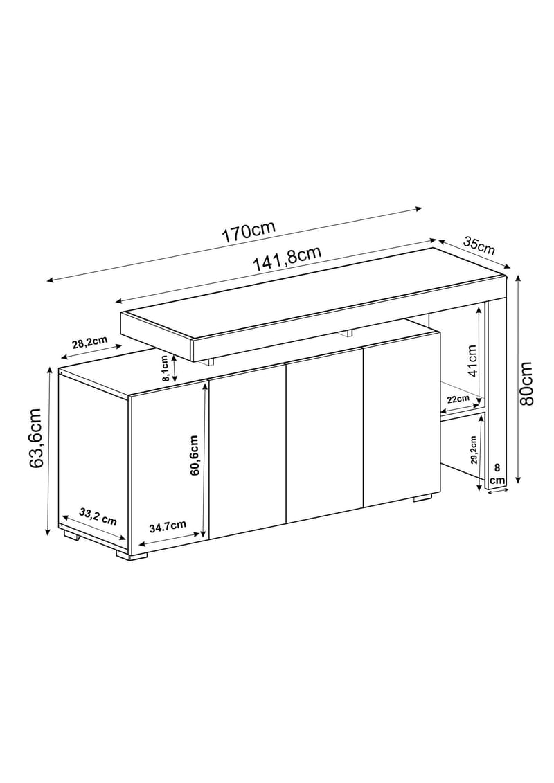 Jurukovo Konsolbord 170 cm - Travertin - Opbevaring - Opbevaringsmøbler - Skænke & sideboards