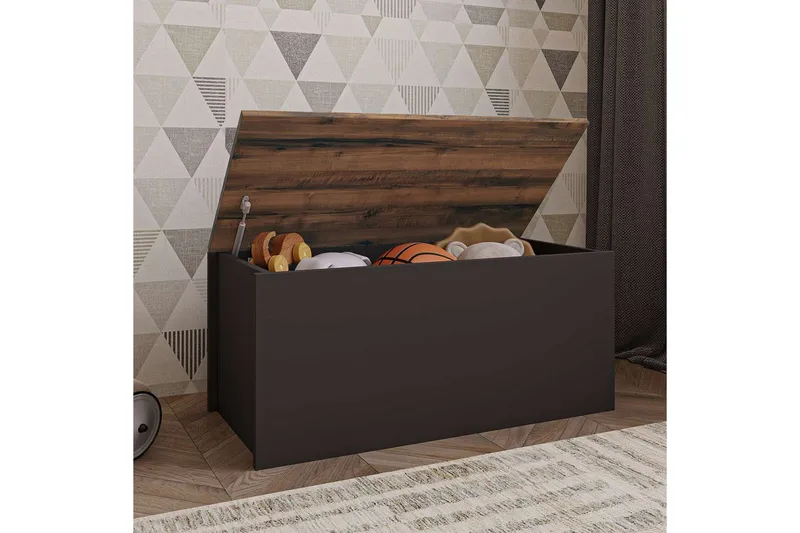 Kamiloba Hjørnekommode 90 cm - Antracit/Valnød - Opbevaring - Opbevaringsmøbler - Kommode