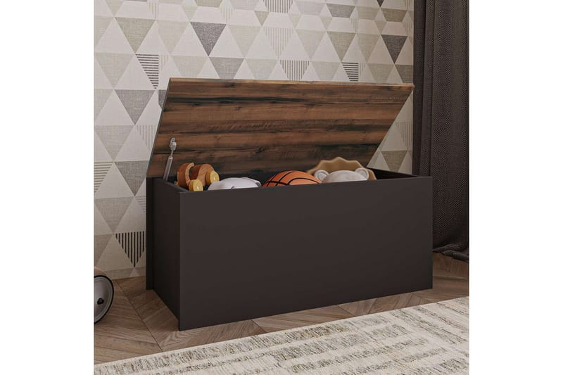 Kamiloba Hjørnekommode 90 cm - Antracit/Valnød - Opbevaring - Opbevaringsmøbler - Kommode