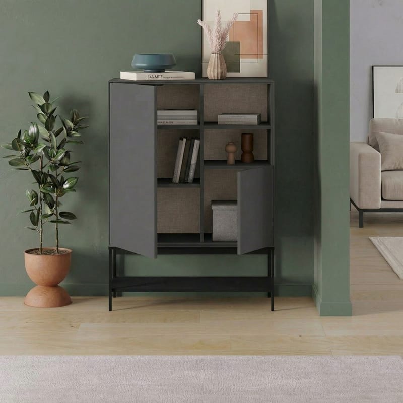 Kenvor Skænk 90x125x40 cm - Antracit/Træ/Sort - Opbevaring - Opbevaringsmøbler - Skænke & sideboards