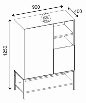 Kenvor Skænk 90x125x40 cm - Antracit/Træ/Sort - Opbevaring - Opbevaringsmøbler - Skænke & sideboards