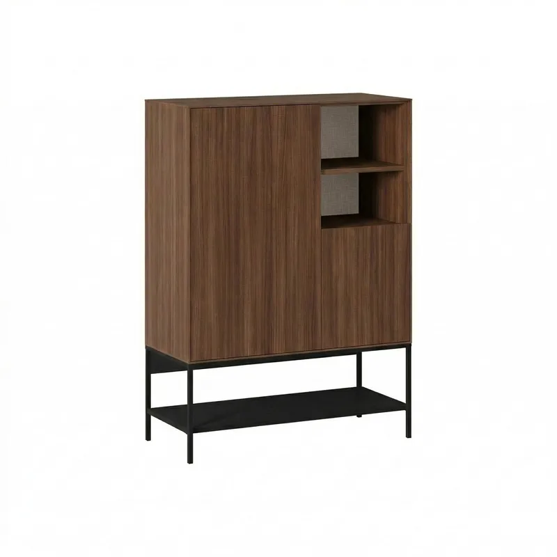 Kenvor Skænk 90x125x40 cm, Milano Walnut, Wood Black, Black