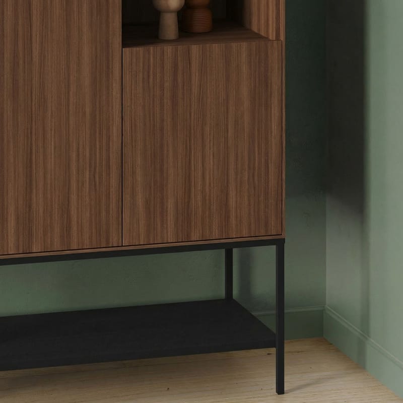 Kenvor Skænk 90x125x40 cm - Milano Walnut, Wood Black, Black - Opbevaring - Opbevaringsmøbler - Skænke & sideboards