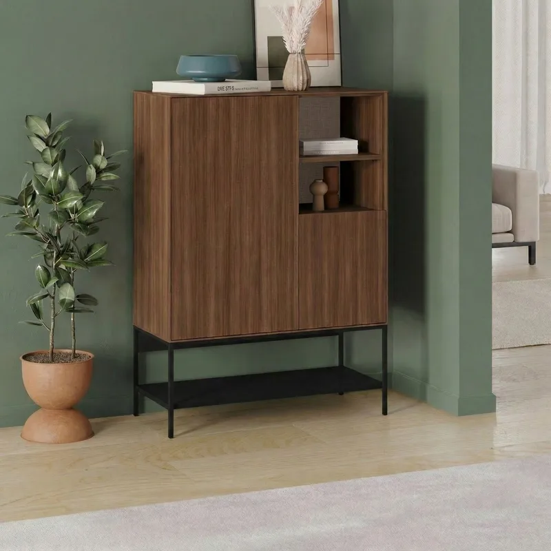 Kenvor Skænk 90x125x40 cm - Milano Walnut, Wood Black, Black - Opbevaring - Opbevaringsmøbler - Skænke & sideboards