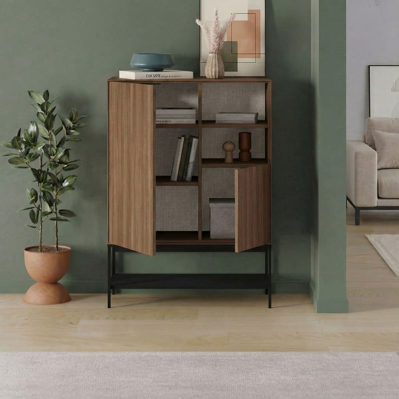 Kenvor Skænk 90x125x40 cm - Milano Walnut, Wood Black, Black - Opbevaring - Opbevaringsmøbler - Skænke & sideboards