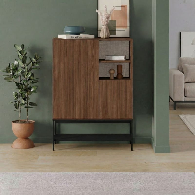 Kenvor Skænk 90x125x40 cm - Milano Walnut, Wood Black, Black - Opbevaring - Opbevaringsmøbler - Skænke & sideboards