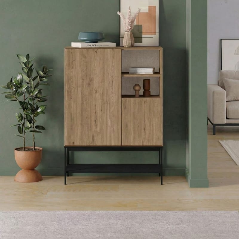 Kenvor Skænk 90x125x40 cm - Naturlig eg træ sort sort - Opbevaring - Opbevaringsmøbler - Skænke & sideboards