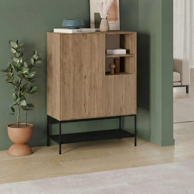 Kenvor Skænk 90x125x40 cm - Naturlig eg træ sort sort - Opbevaring - Opbevaringsmøbler - Skænke & sideboards