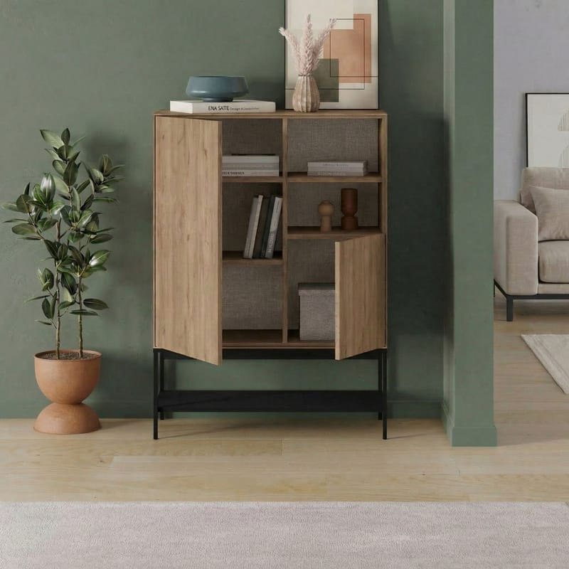 Kenvor Skænk 90x125x40 cm - Naturlig eg træ sort sort - Opbevaring - Opbevaringsmøbler - Skænke & sideboards