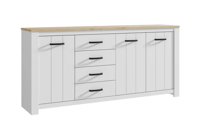 Crumpton Kommode 206 cm - Hvid/Brun - Opbevaring - Opbevaringsmøbler - Kister