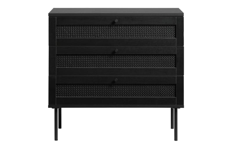 Kamello Opbevaringskiste med tre skuffer 80 cm, Sort