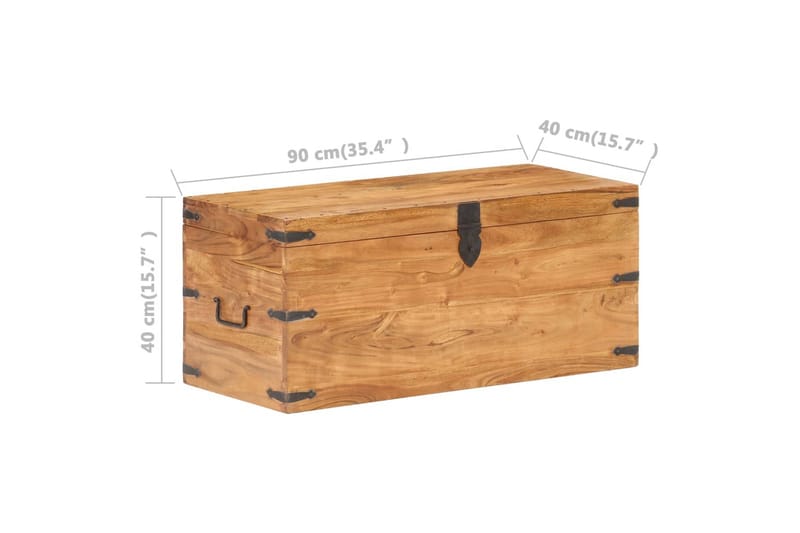 Kiste 90x40x40 cm massivt akacietræ - Opbevaring - Opbevaringsmøbler - Kister