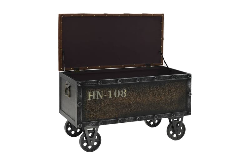 Opbevaringsbænk Massivt Træ Og Kunstlæder 80,5 X 41 X 50 Cm - Brun - Opbevaring - Opbevaringsmøbler - Kister