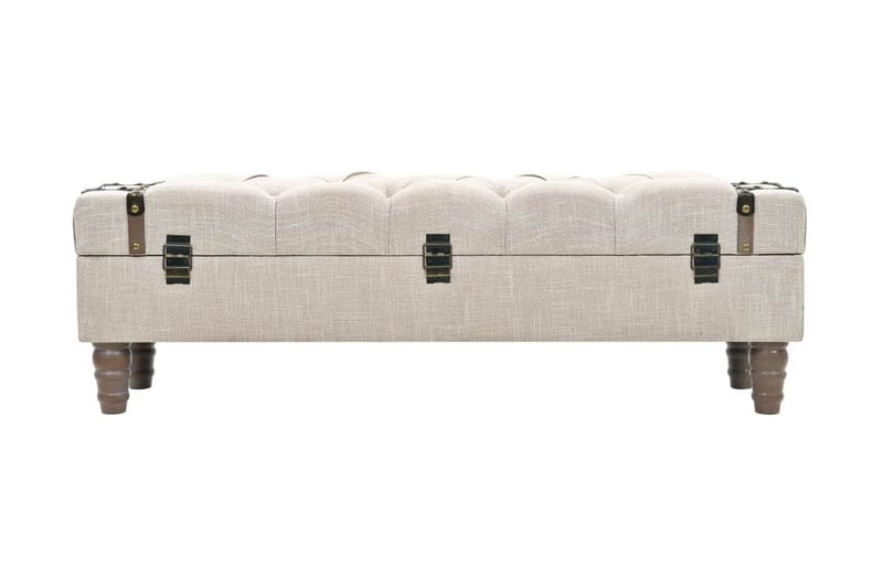 Opbevaringsbænk Massivt Træ Og Stål 111 X 34 X 37 Cm - Creme - Opbevaring - Opbevaringsmøbler - Kister
