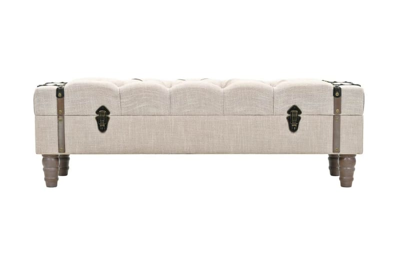 Opbevaringsbænk Massivt Træ Og Stål 111 X 34 X 37 Cm - Creme - Opbevaring - Opbevaringsmøbler - Kister