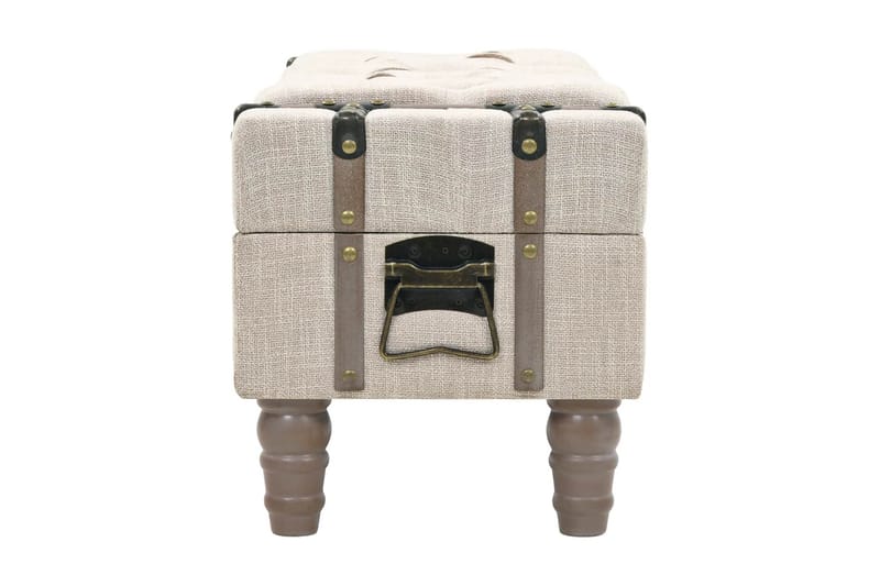 Opbevaringsbænk Massivt Træ Og Stål 111 X 34 X 37 Cm - Creme - Opbevaring - Opbevaringsmøbler - Kister