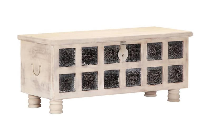 Opbevaringskasse I Massivt Akacietræ 110 X 40 X 45 Cm Hvid - Hvid - Opbevaring - Opbevaringsmøbler - Kister