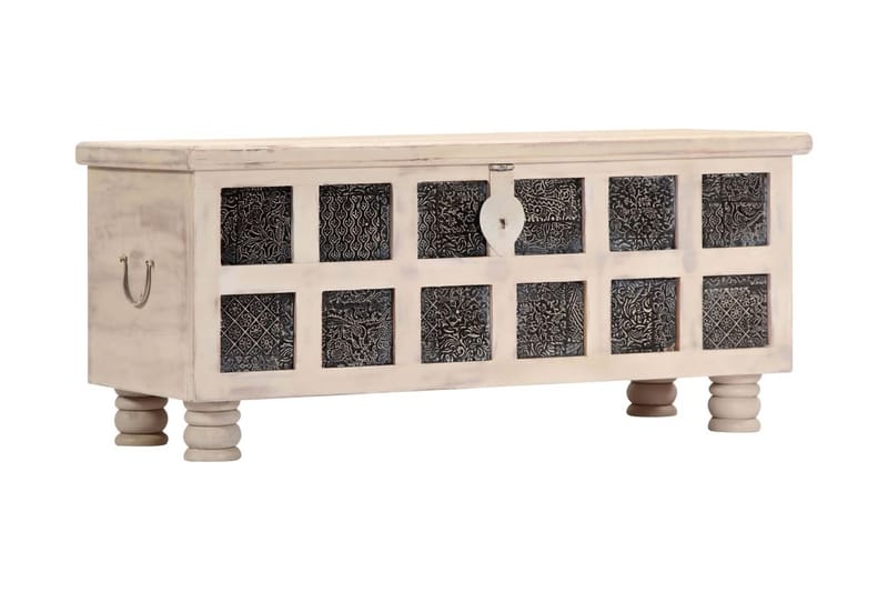 Opbevaringskasse I Massivt Akacietræ 110 X 40 X 45 Cm Hvid - Hvid - Opbevaring - Opbevaringsmøbler - Kister