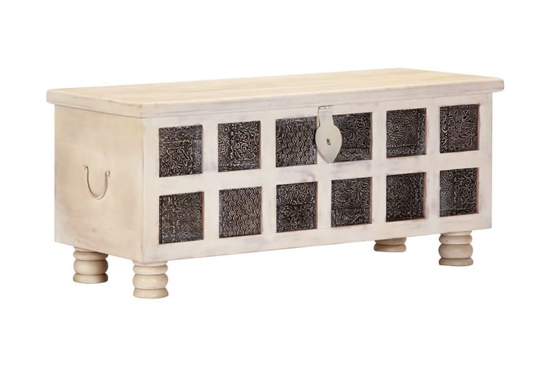 Opbevaringskasse I Massivt Akacietræ 110 X 40 X 45 Cm Hvid - Hvid - Opbevaring - Opbevaringsmøbler - Kister