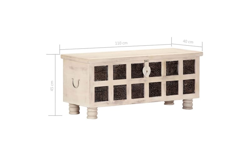 Opbevaringskasse I Massivt Akacietræ 110 X 40 X 45 Cm Hvid - Hvid - Opbevaring - Opbevaringsmøbler - Kister