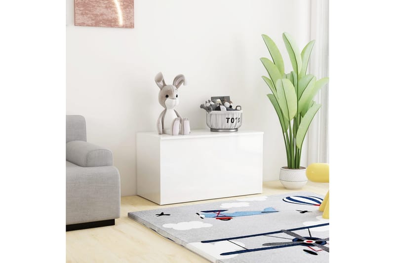opbevaringskiste 84x42x46 cm spånplade hvid højglans - Hvid - Opbevaring - Opbevaringsmøbler - Kister