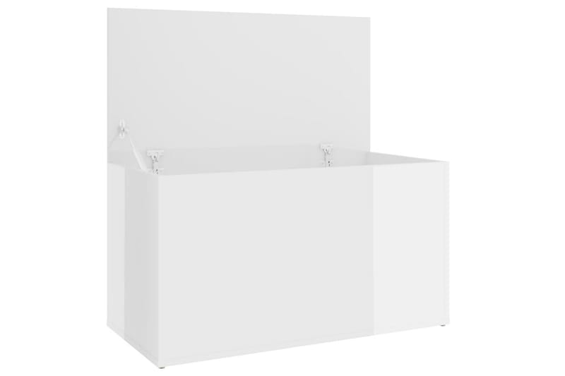 opbevaringskiste 84x42x46 cm spånplade hvid højglans - Hvid - Kister