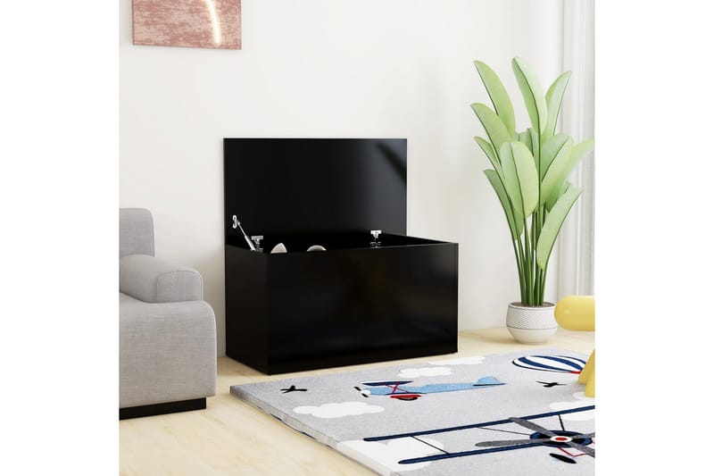 opbevaringskiste 84x42x46 cm spånplade sort - Sort - Opbevaring - Opbevaringsmøbler - Kister