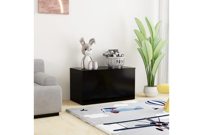 opbevaringskiste 84x42x46 cm spånplade sort - Sort - Opbevaring - Opbevaringsmøbler - Kister