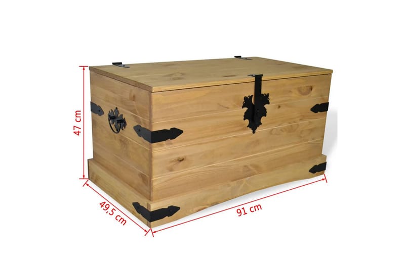 Opbevaringskiste I Fyr Corona-Serien 91X49,5X47Cm - Brun - Opbevaring - Opbevaringsmøbler - Kister