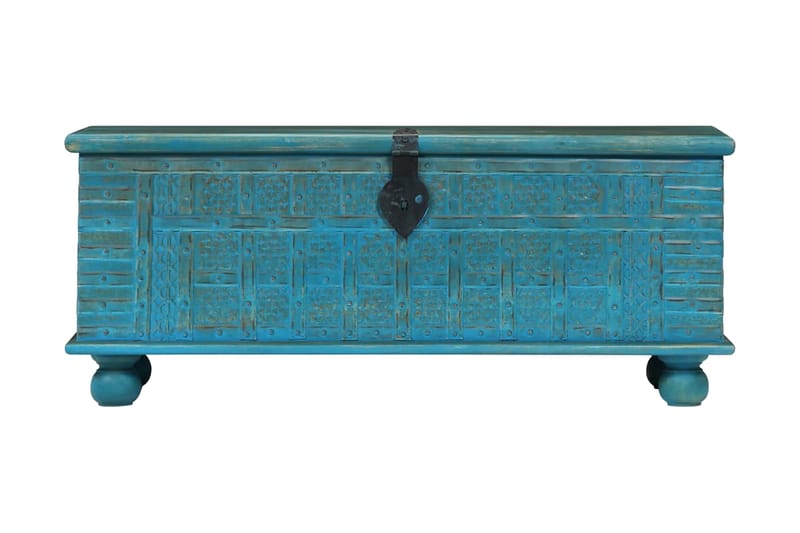 Opbevaringskiste Massivt Mangotræ 100 X 40 X 41 Cm Blå - Blå - Opbevaring - Opbevaringsmøbler - Kister