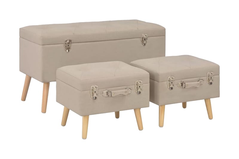 Opbevaringstaburetter 3 Stk. Stof Beige - Beige - Opbevaring - Opbevaringsmøbler - Kister
