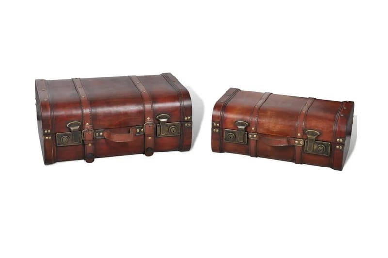 Skattekiste Vintagestil Træ 2 Stk. Brun - Brun - Opbevaring - Opbevaringsmøbler - Kister