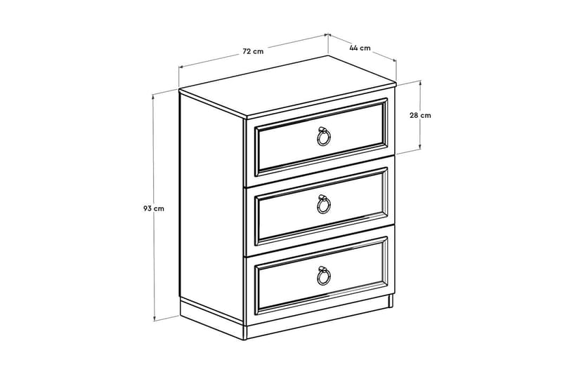 Ajra Kommode 72x93 cm Hvid - Hanah Home - Opbevaring - Opbevaringsmøbler - Kommode - Entrékommode