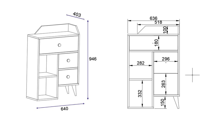 Hafing Kommode 64x94,6 cm Hvit - Hanah Home - Opbevaring - Opbevaringsmøbler - Kommode - Entrékommode