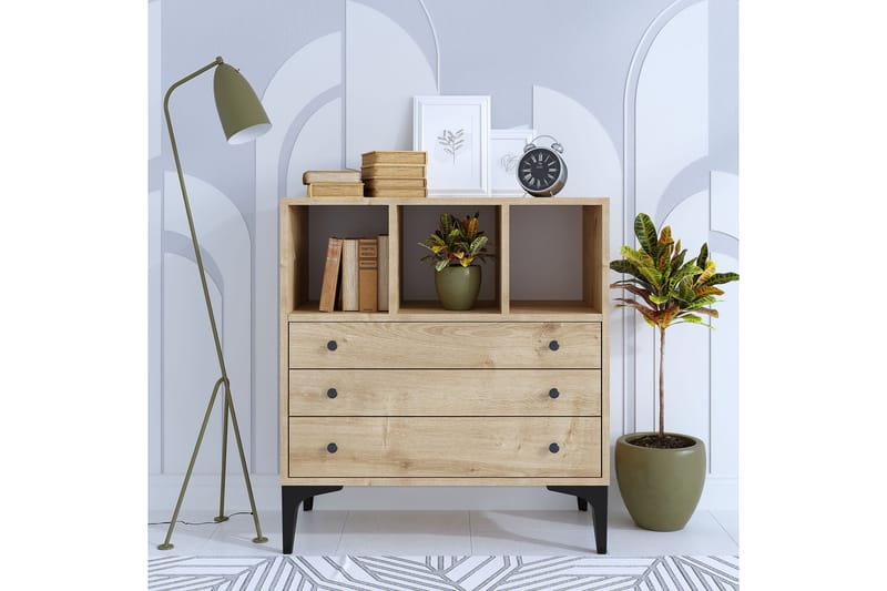 Neki Kommode 80x86 cm Beige - Hanah Home - Opbevaring - Opbevaringsmøbler - Kommode - Entrékommode